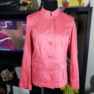 Charter Club Coral Pink Lightweight Casual Military Jacket sz 10